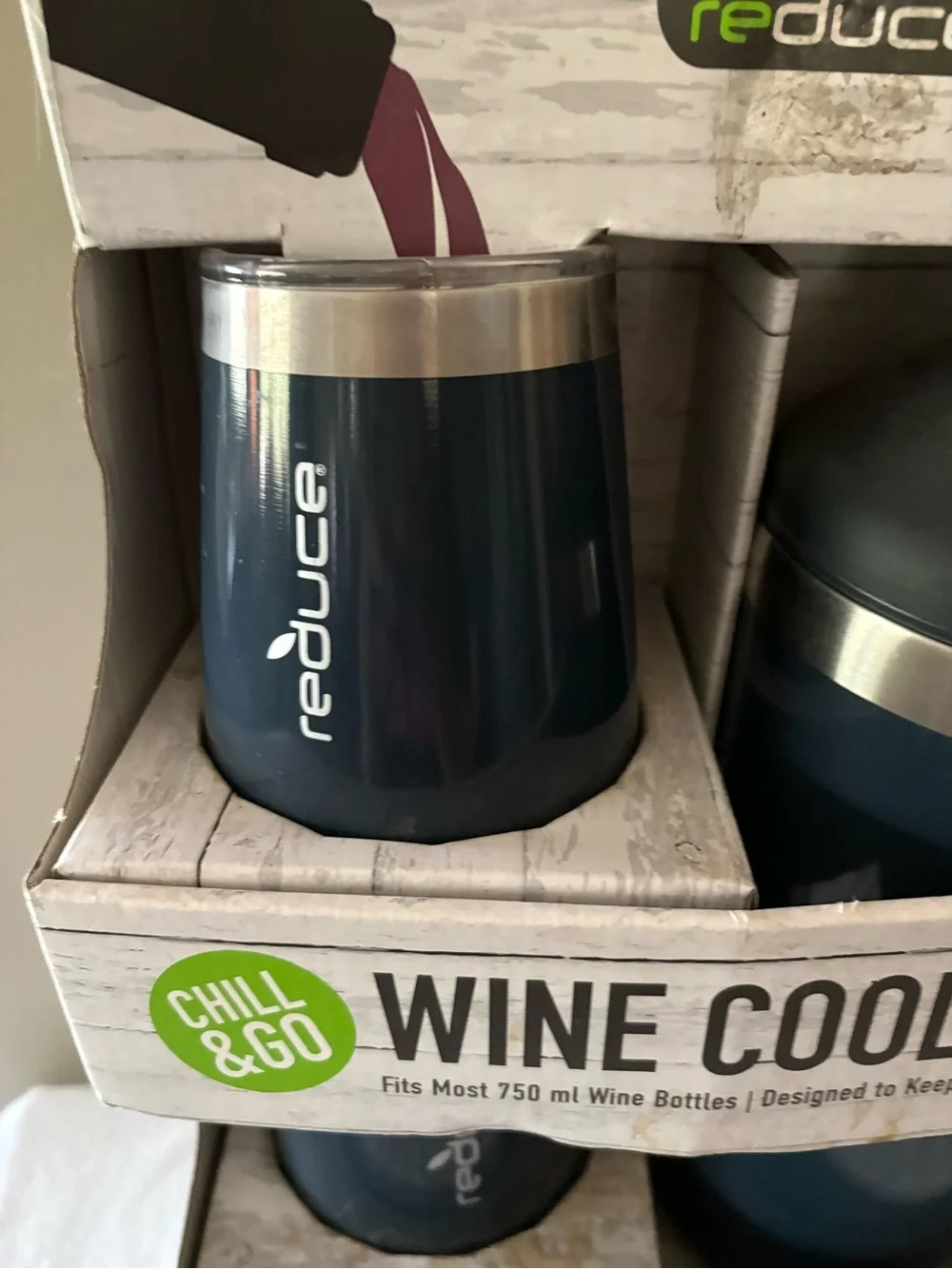 Reduce Chill & Go Wine Cooler Set — Navy 3-Piece Bottle Cooler and Tumblers